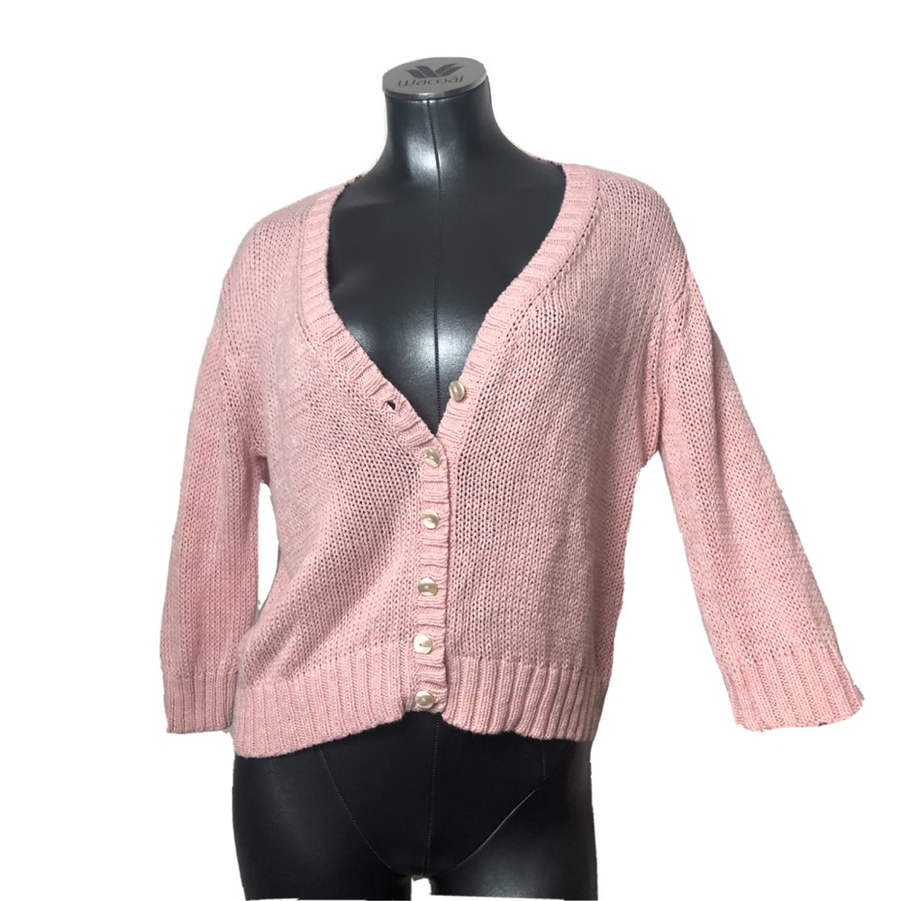 Wooden Ships Cropped Fit Cardigan Knit Sweater